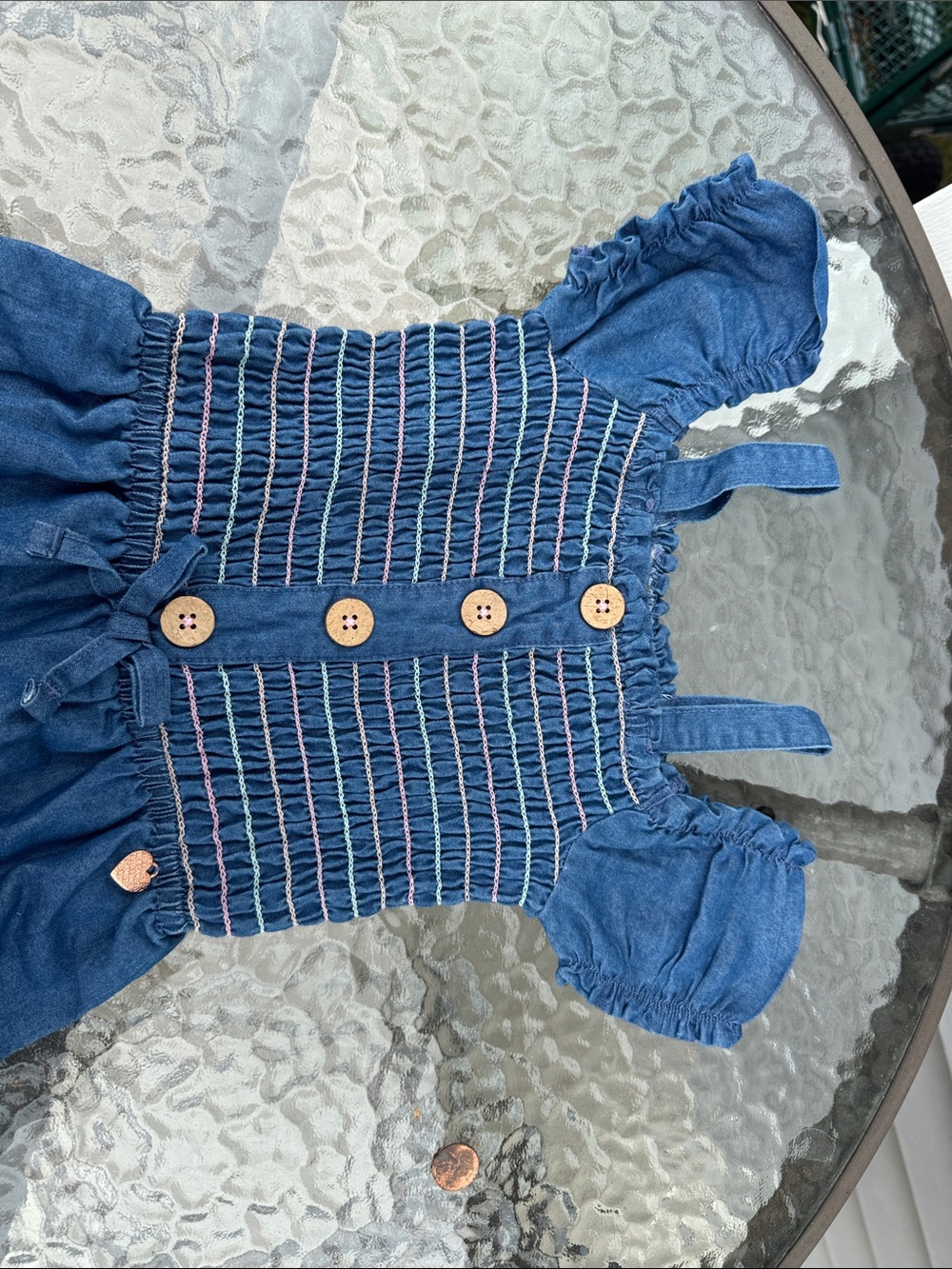 Vince Camuto Blue Denim Smocked One-Piece